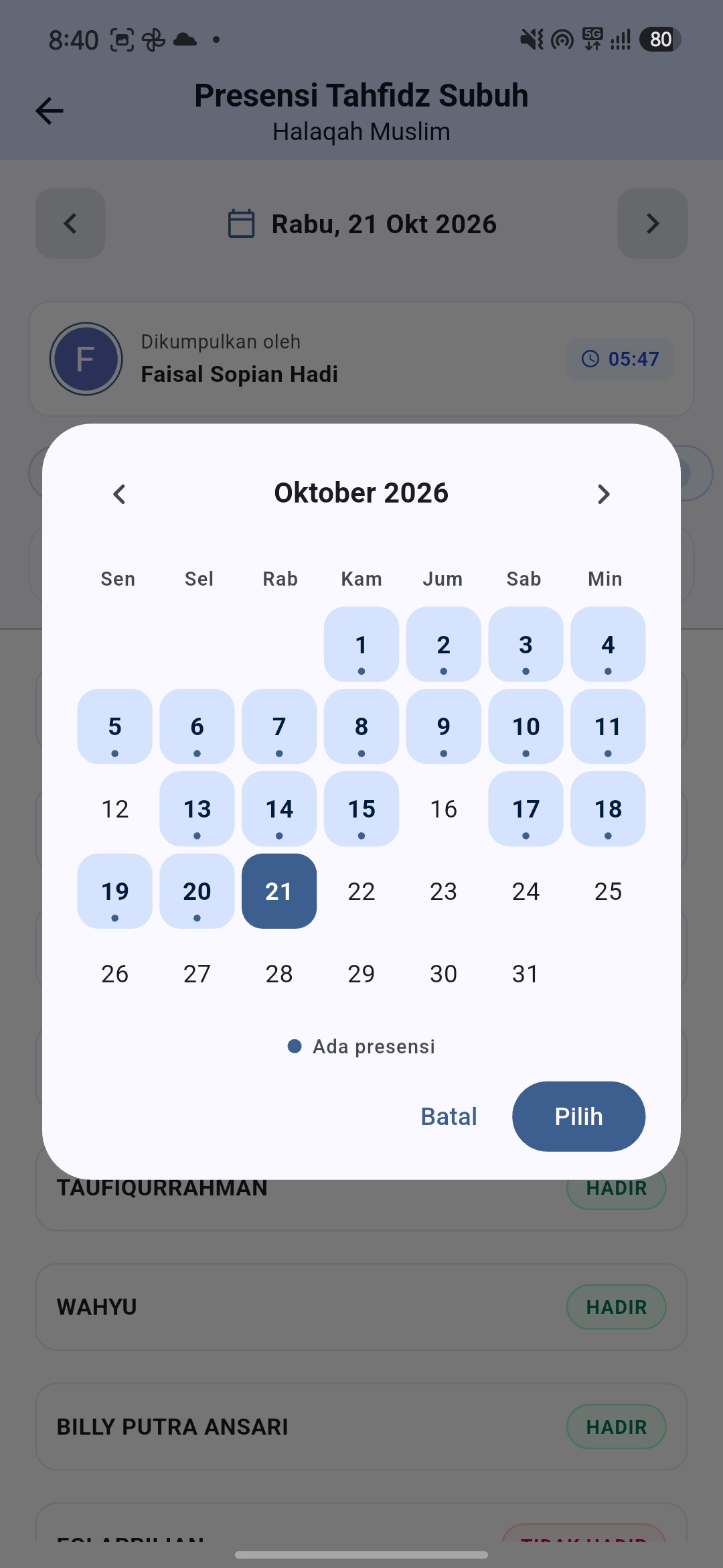 Kalender Presensi